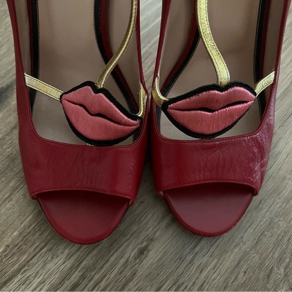 GUCCI X DISNEY Molina Lips Applique Strap Heels in Red Sz 11 US - Picture 9 of 12